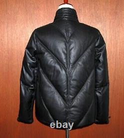 $1425 Sold Out Helmut Lang sz Small Black Leather Down Fill Puffer Jacket