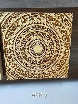 2 Cryptik Mandalas branded on light wood 16 x 16 Sold out #30/50
