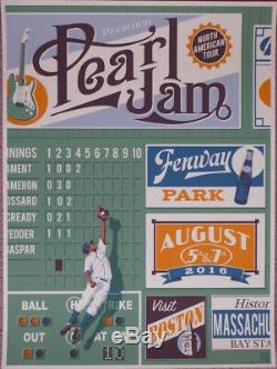 2016 PEARL JAM Poster Orange Variant Fenway Park Boston Thomas Catch SOLD OUT