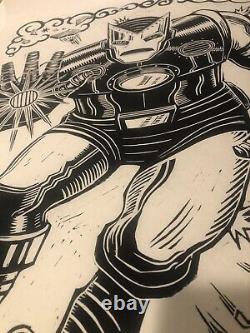 Attack Peter Iron Man Linocut poster Mondo artist Limited Ed #19/120 SOLD OUT