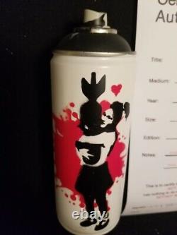 By NOT BANKSY BOMB HUGGER Spray paint can sold out with COA ART HAND SPRAYED