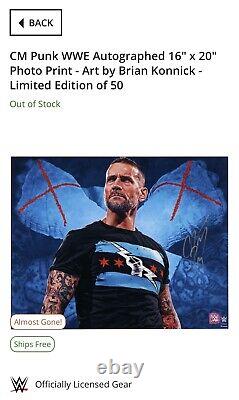 CM Punk Signed 16 x 20 Photo Print Art by Brian Konnick /50 Sold Out WWE Shop