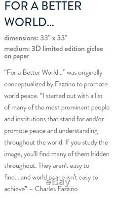 Charles Fazzino, For a Better World DX Hot New Sold Out 3-D Edition