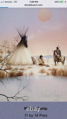 Donald Vann Cherokee Artist Print, 1995 Rare Sold Out Edition, Winter Camp 11X14