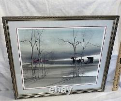 Framed P. Buckley Moss Shadowy Ride Large Signed Print 1995 899/1000 Sold Out