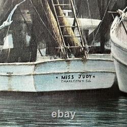 Jim Booth Shem Creek LE Sold Out SN Print 722/850 Framed Shrimp Fishing Boats SC