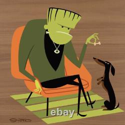 Josh Agle SHAG Print on Wood Greenish Monster LE 200 SOLD OUT