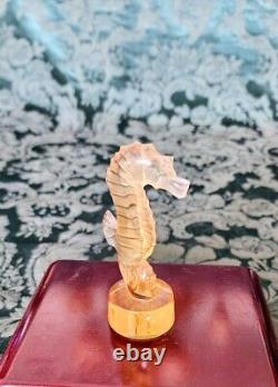 Lalique Amber Seahorse Art Glass Figurine Sold Out Older Piece Fine