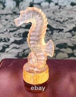Lalique Amber Seahorse Art Glass Figurine Sold Out Older Piece Fine