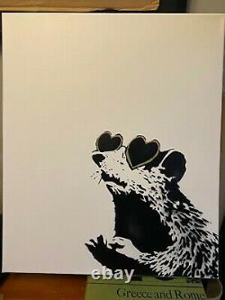 MRS BANKSY Canvas + Crate + COA Rat Heart & Boy with balloon. SOLD OUT numbered