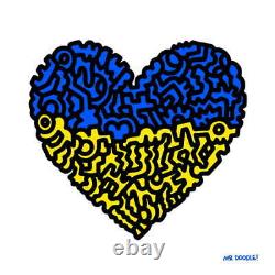 Mr. Doodle Doodle for Ukraine Heart Print 3 Colour Giclee Authentic SOLD OUT