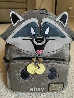 NEW Disney Loungefly Meeko Fuzzy Tail Mini Backpack Pocahontas SOLD OUT! NWT
