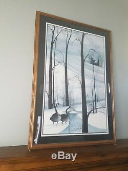 Rare P. Buckley Moss X- Large Print 2x Signed Winter Fellowship Sold Out Geese