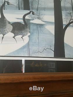 Rare P. Buckley Moss X- Large Print 2x Signed Winter Fellowship Sold Out Geese