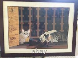 Robert Carlson Cats Drinking Petrus Wine Print Le 149/1500 Sold Out