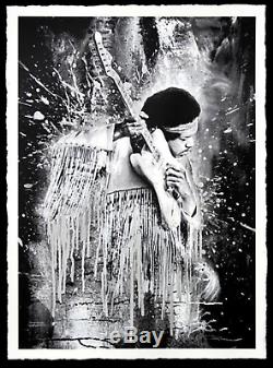 SIGNED Mr Brainwash WHITE Jimi Hendrix Sold Out Screen Print MBW obey giant