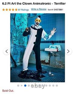 Spirit Halloween 6.2 Ft Art the Clown Animatronic Terrifier Brand New Sold Out