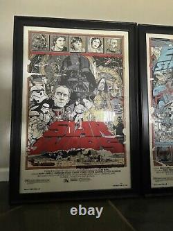 Star wars by Tyler Stout Set of 3 prints Rare Sold out Mondo print FRAMED