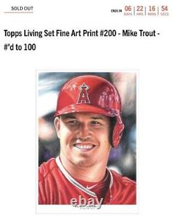 Topps Living Set Fine Art Print #200 Mike Trout #'d to 100 SOLD OUT