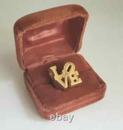 Vtg 70s Pop Art Robert Indiana LOVE Sculpture Gold Ring ORIGINAL BOX FREEUSHIP