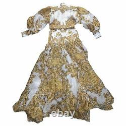 ZIMMERMAN SOLD OUT Yellow Gold & White Paisley Zippy Billow Runaway Maxi Dress
