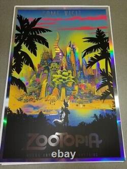 Zootopia Foil Movie Poster By The Dark Inker X/59 Like Mondo Sold Out Very Rare